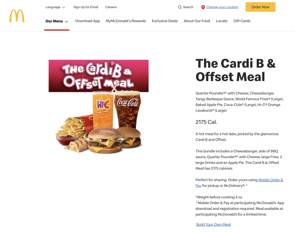 Cardi B Offset Meal McDonalds