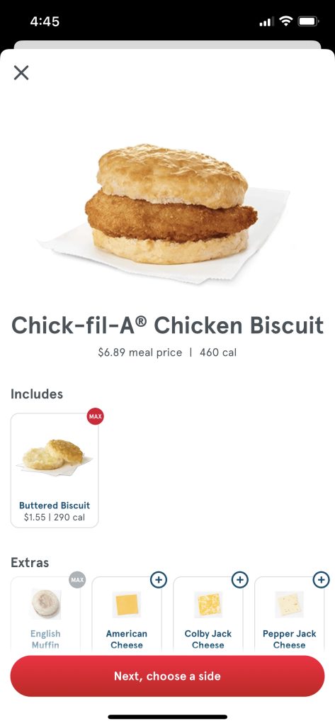 Chick fil a chicken biscuit